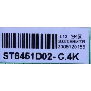 T-CON PARA TV FURRION / NUMERO DE PARTE ST6451D02-C.4K / 2007CSBM203 / 2008120155 / E501849 / MODELO FDUP65CBR